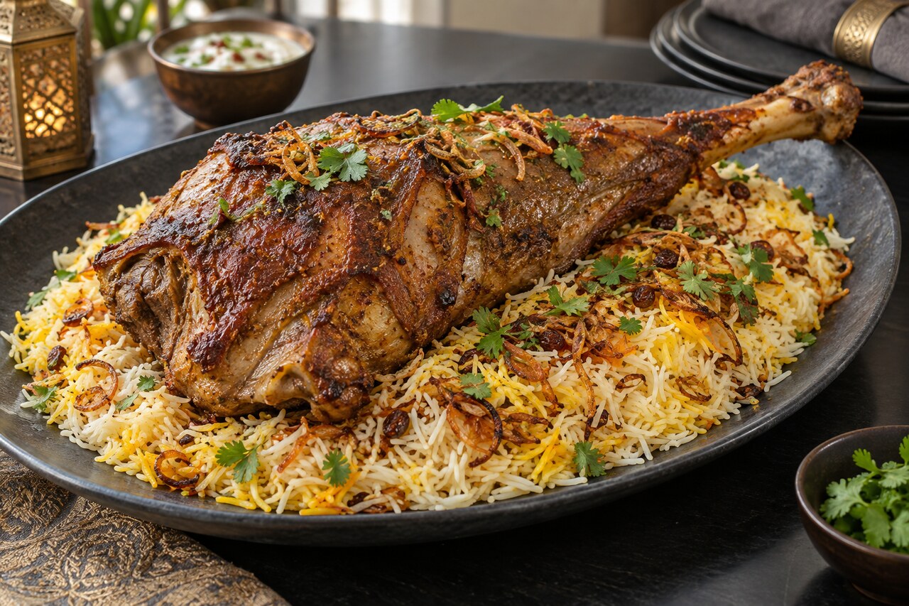Mughlai thigh with rice