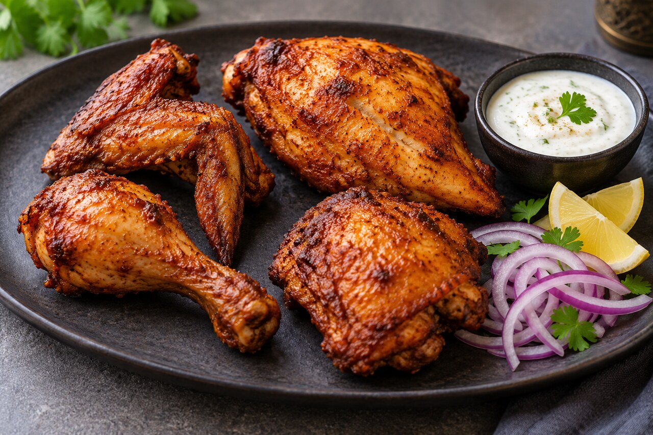 Half fried chicken